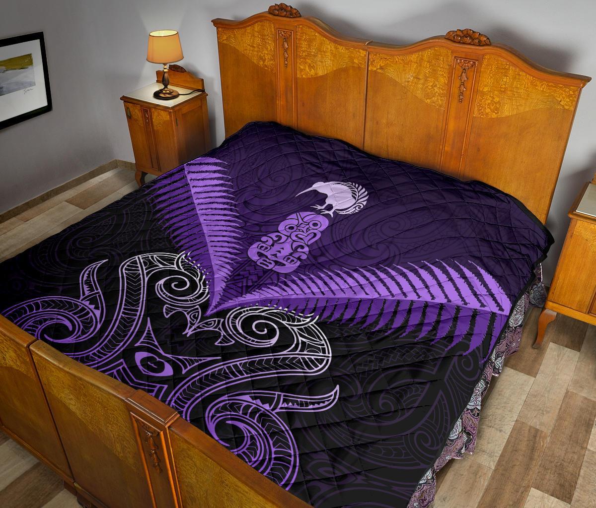 Maori Manaia New Zealand Premium Quilt Purple - Vibe Hoodie Shop