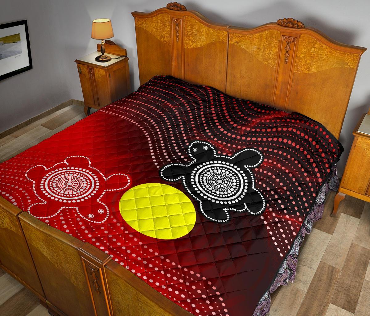 Aboriginal Premium Quilt - Indigenous Circle Dot Painting Style - - Vibe Hoodie Shop