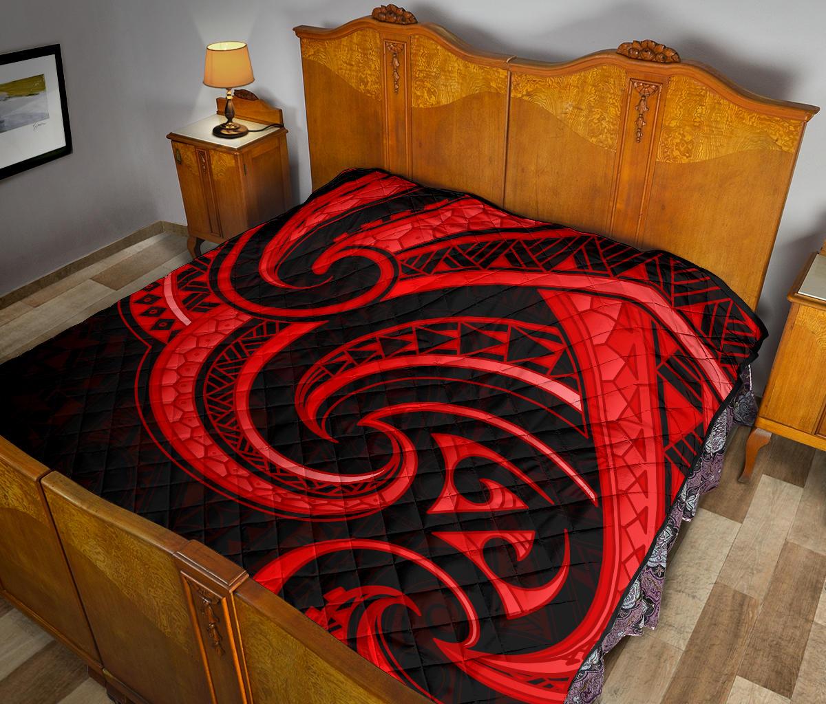 New Zealand Maori Mangopare Premium Quilt Polynesian - Red - Vibe Hoodie Shop