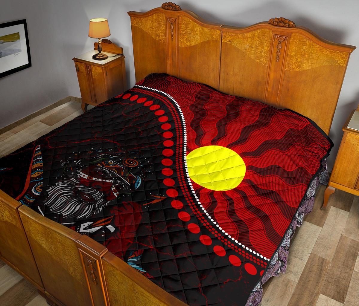 Aboriginal Premium Quilt - Indigenous People And Sun - Vibe Hoodie Shop