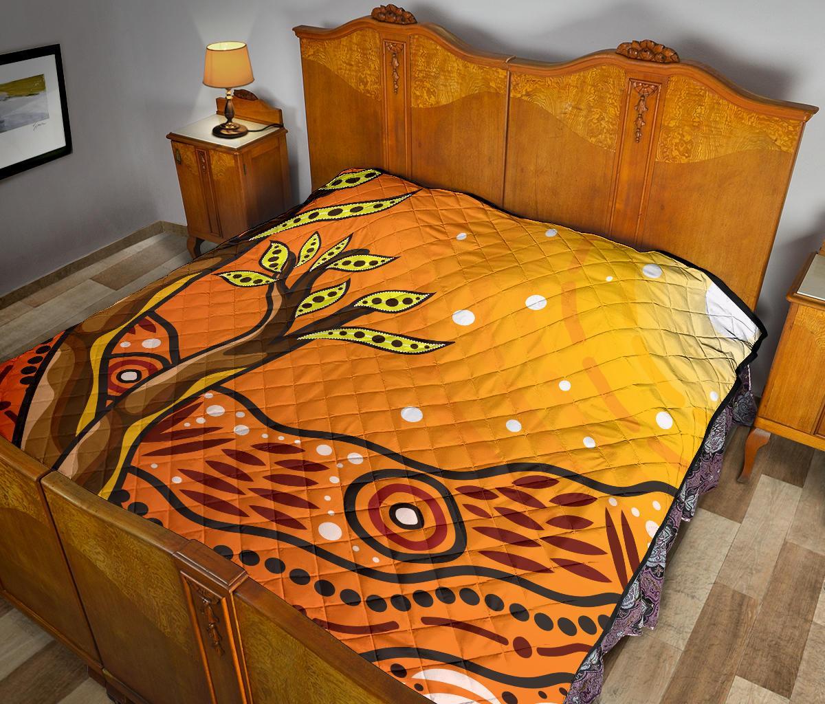 Aboriginal Premium Quilt - Tree On The Hill - Vibe Hoodie Shop