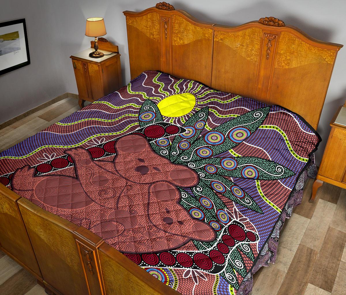 Premium Quilts - Koala Coverlets Aboriginal Pattern - Vibe Hoodie Shop