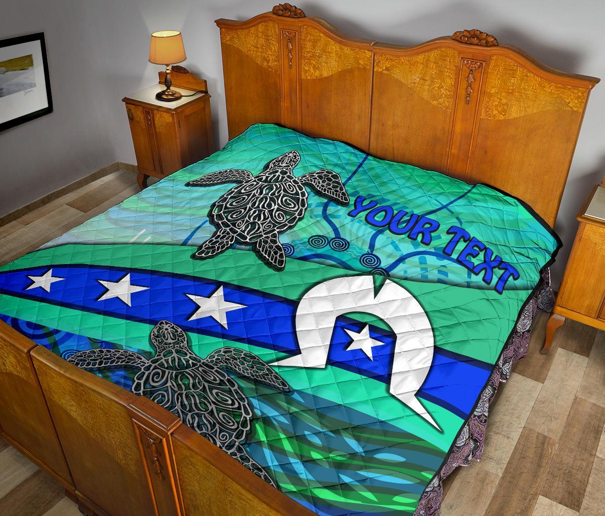 Personalised Premium Quilt - Torres Strait Flag And Turtle - Vibe Hoodie Shop