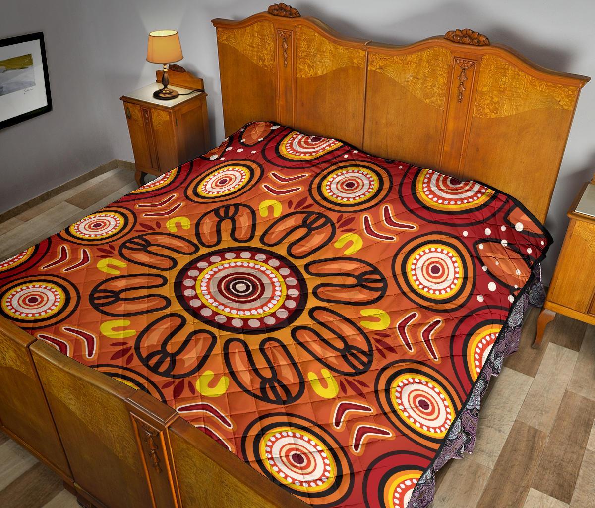 Aboriginal Premium Quilt - Circle Flowers Patterns VER01 - Vibe Hoodie Shop