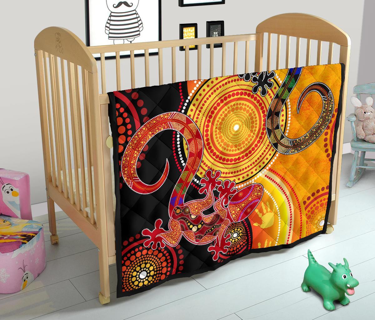 Aboriginal Personalised Premium Quilt - Couple Aboriginal Lizards - Vibe Hoodie Shop