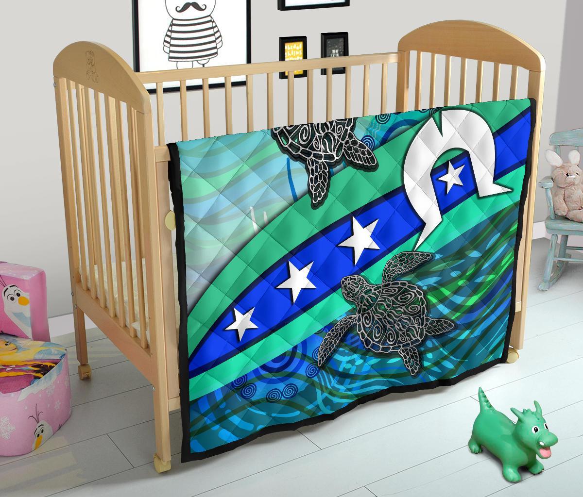 Personalised Premium Quilt - Torres Strait Flag And Turtle - Vibe Hoodie Shop