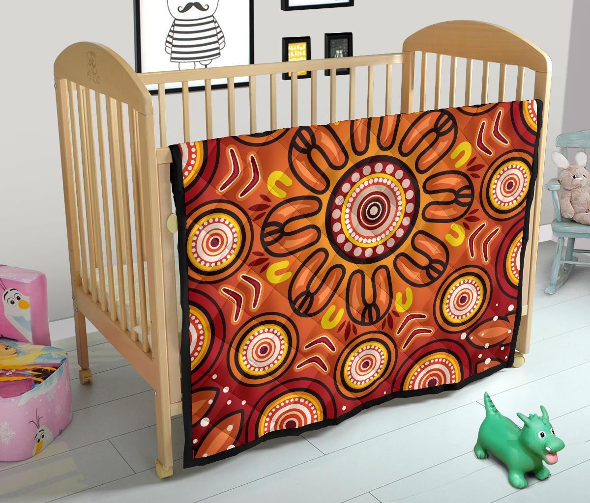 Aboriginal Premium Quilt - Circle Flowers Patterns VER01 - Vibe Hoodie Shop