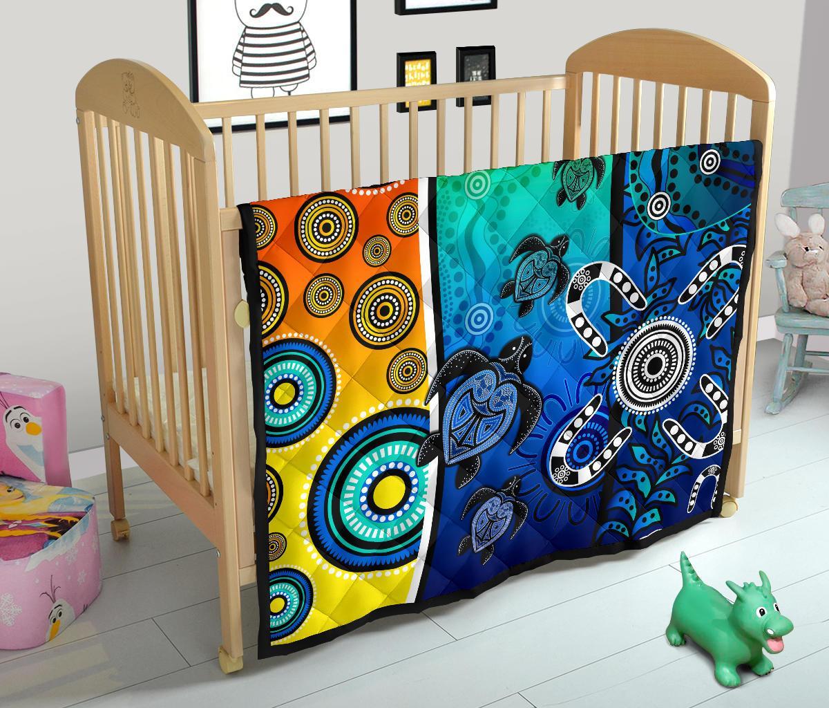 Aboriginal Premium Quilt - Indigenous Turtle Dot Painting Art - Vibe Hoodie Shop