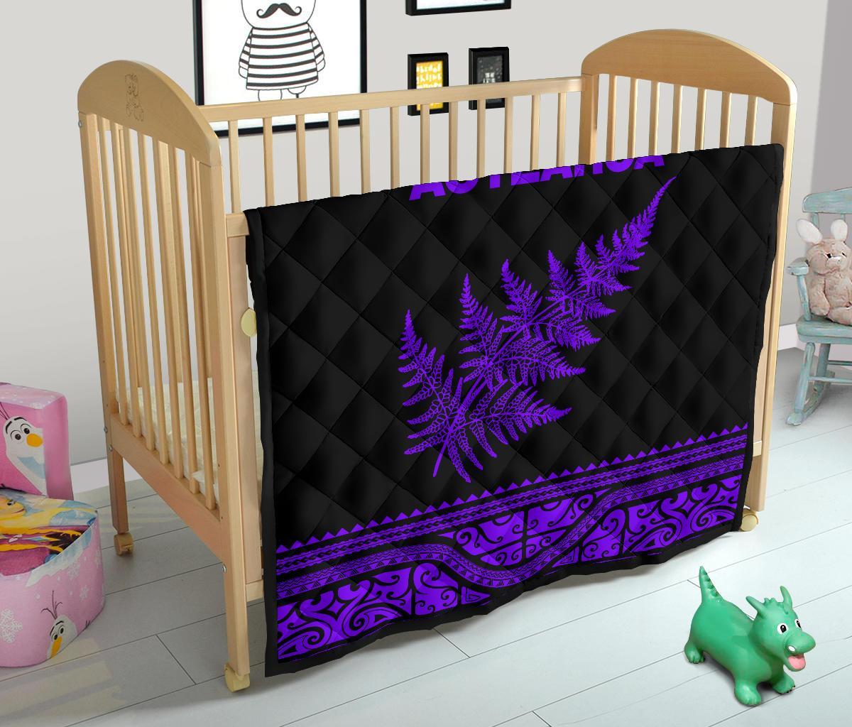 Aotearoa New Zealand Maori Premium Quilt Silver Fern - Purple - Vibe Hoodie Shop