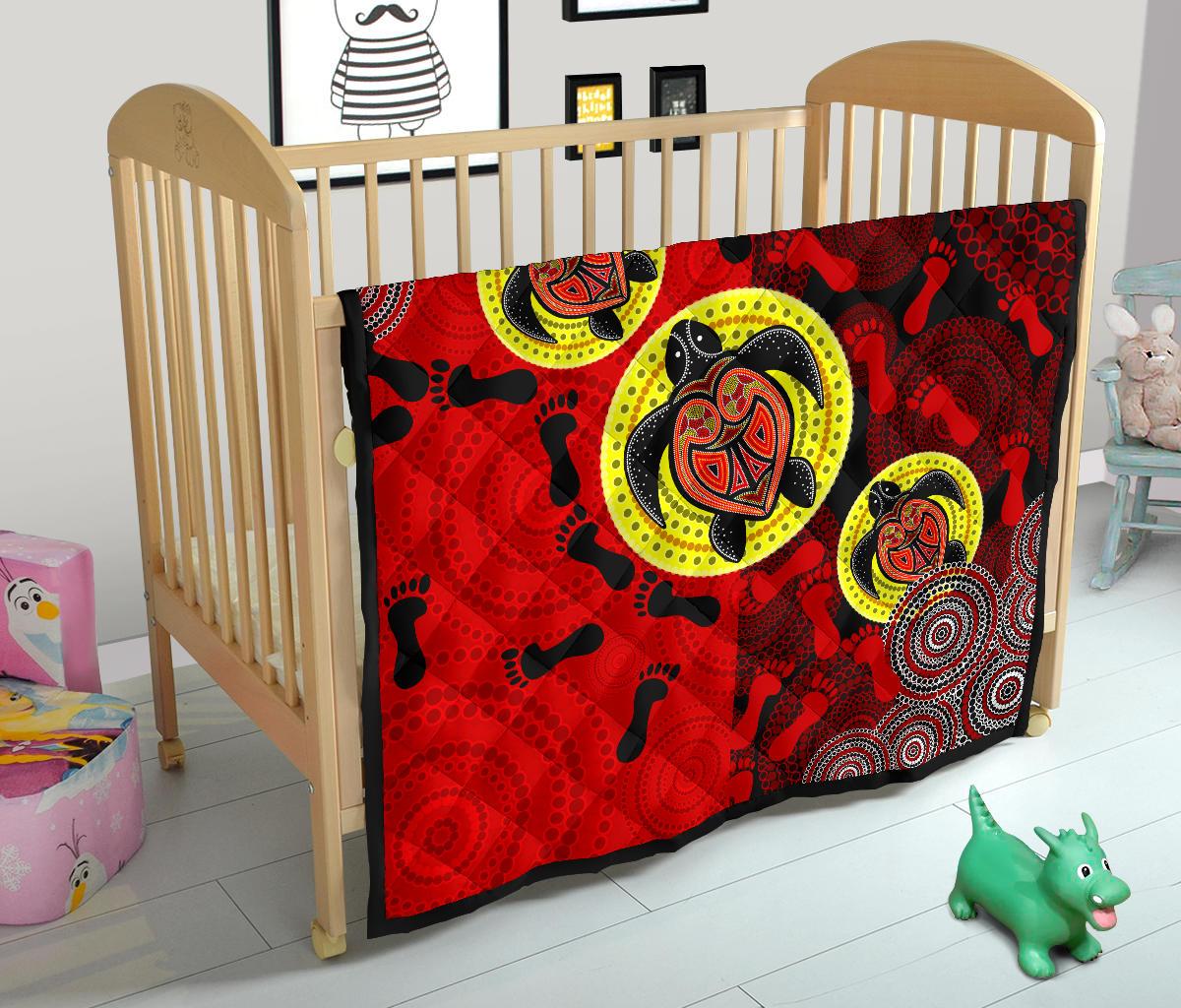 Premium Quilt - Aboriginal Dot Painting Quilt Turtle - Vibe Hoodie Shop
