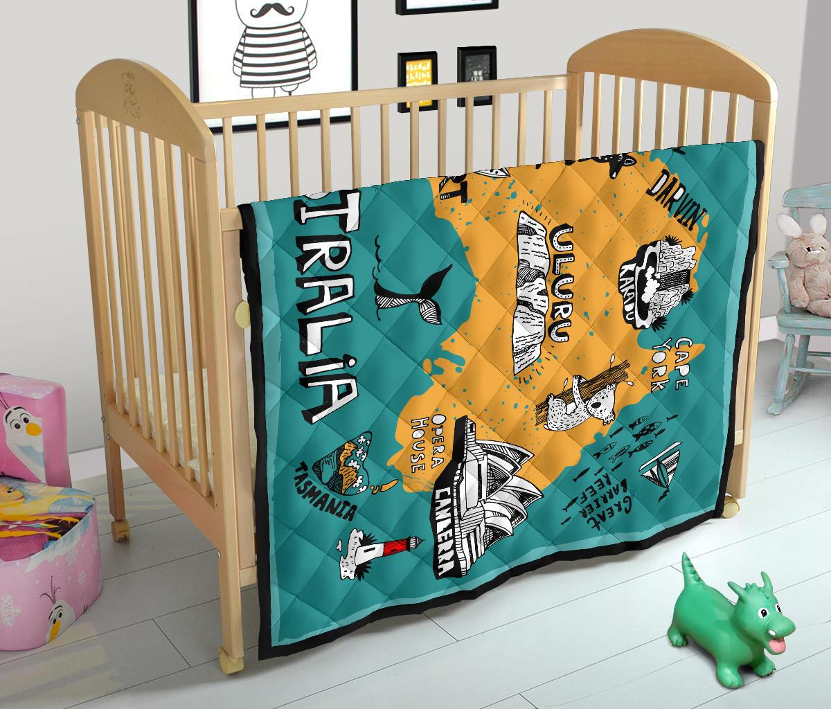 Premium Quilts - Australia Map Coverlets Famous Symbol - Vibe Hoodie Shop