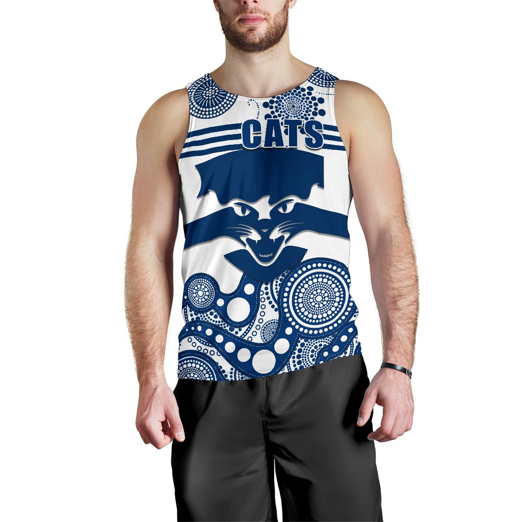 Cats Men Tank Top Geelong Indigenous - Vibe Hoodie Shop