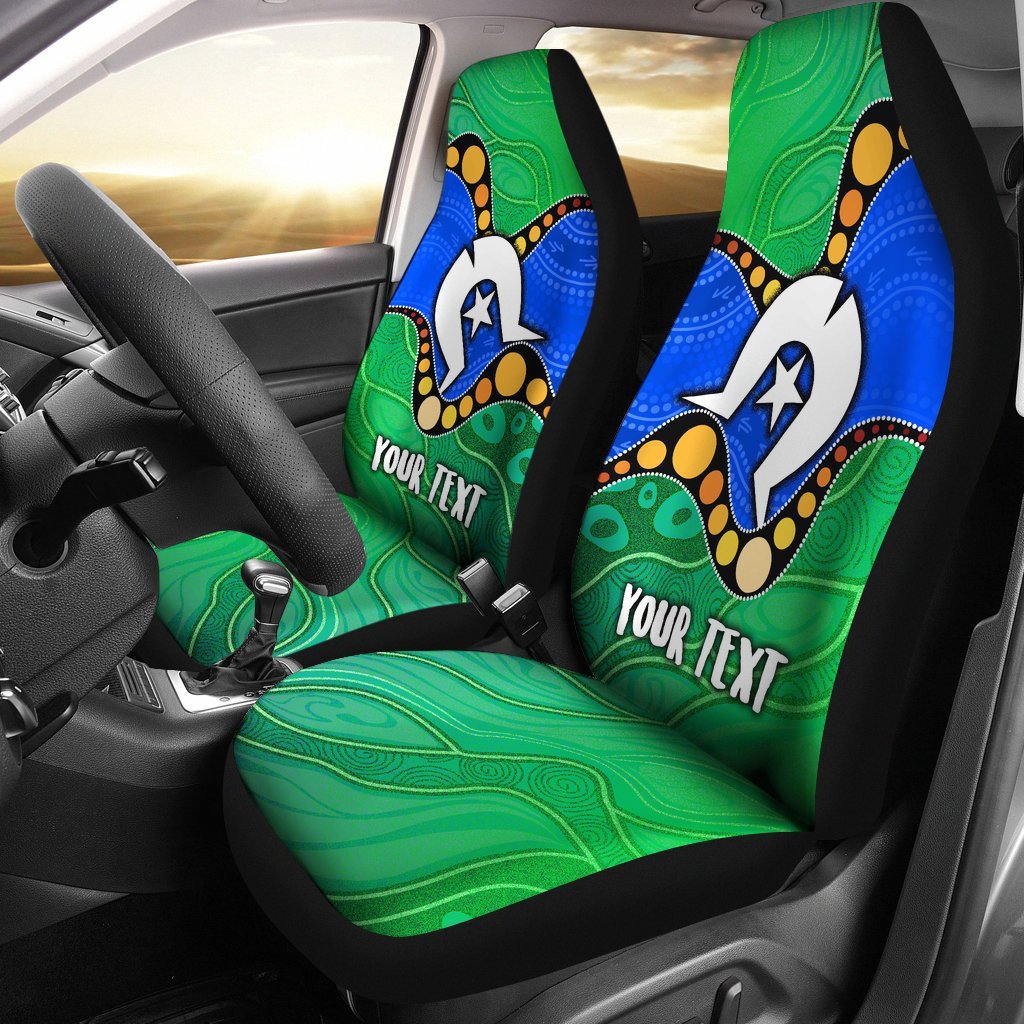 Custom Torres Strait Islands Car Seat Covers - Flag with Aboriginal Patterns - Vibe Hoodie Shop