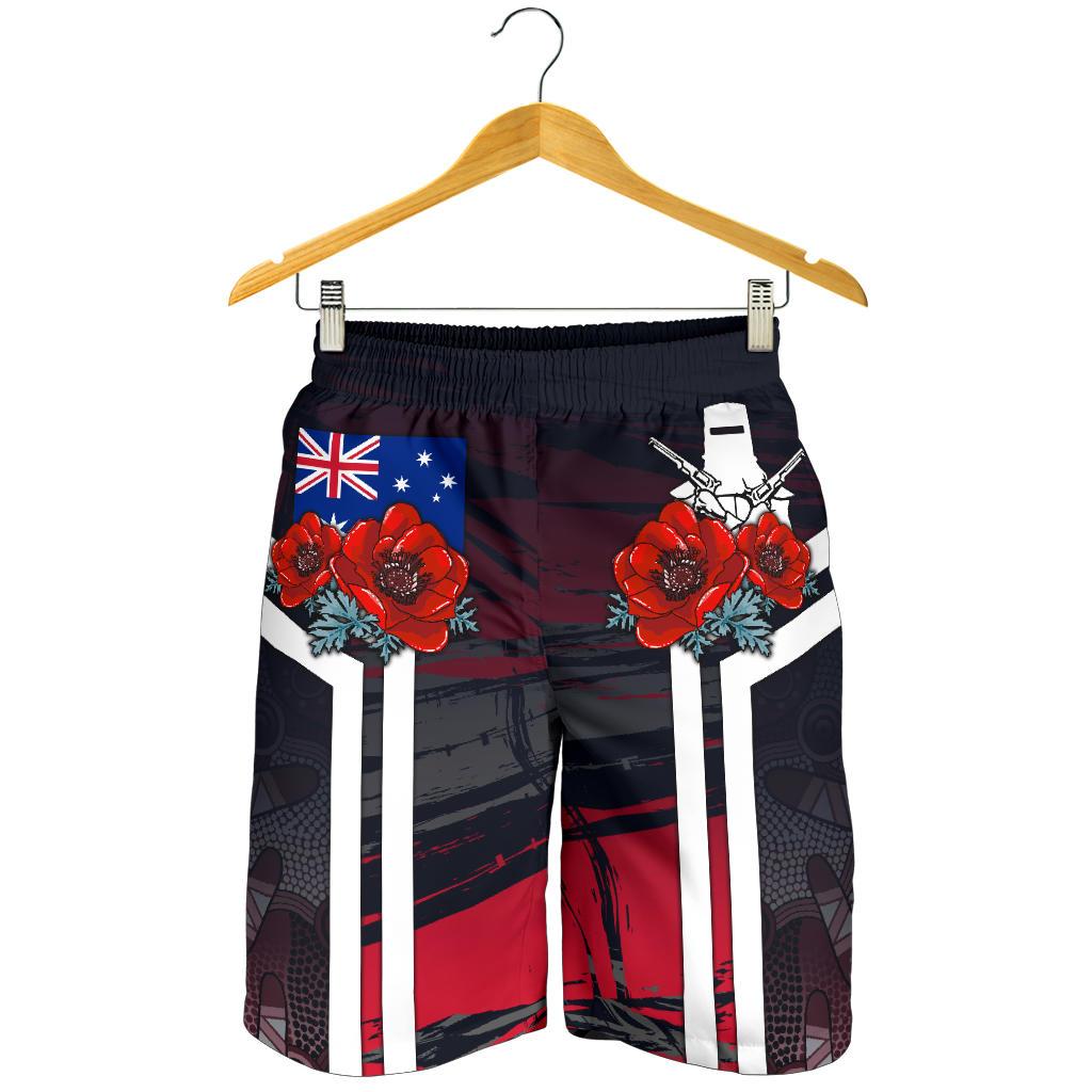 Shorts - ANZAC Day Shorts - Poppy Flowerss Dot Painting - Men - Vibe Hoodie Shop