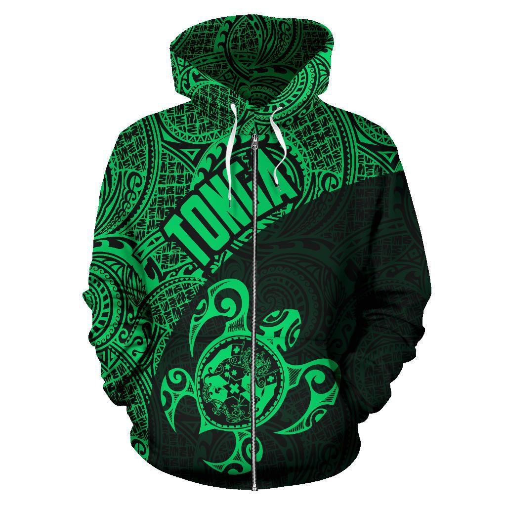 Zip Up Hoodie Tonga Coat Of Arms Turtle Polynesian Pattern 04 - Vibe Hoodie Shop