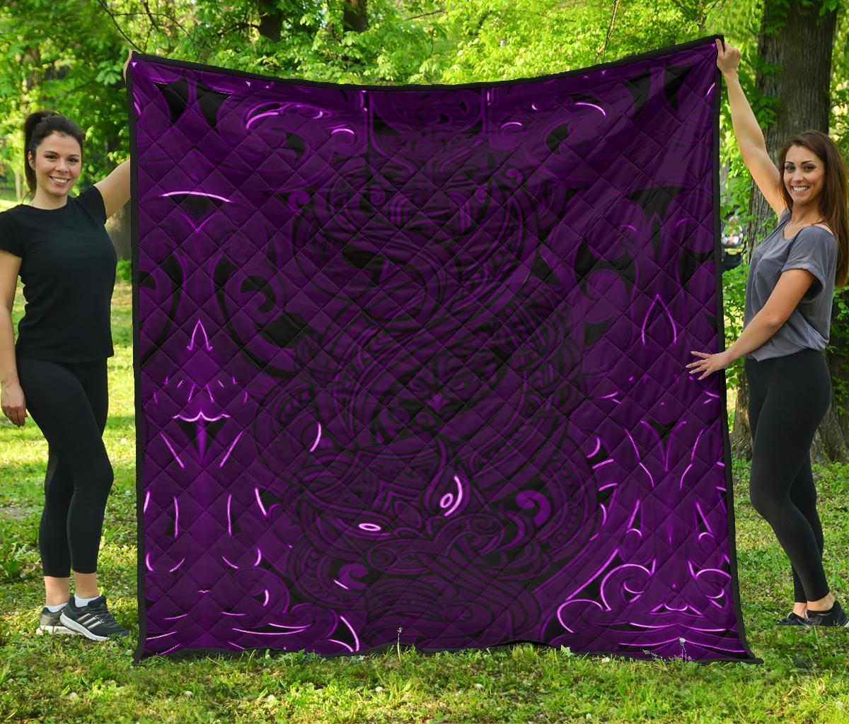 New Zealand Premium Quilt, Maori Gods Tumatauenga (God Of War) - Purple - Vibe Hoodie Shop