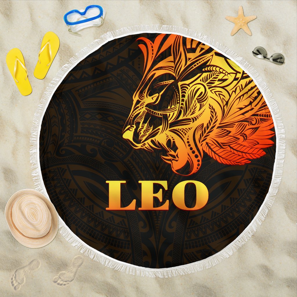 sun-in-leo-zodiac-beach-blanket-polynesian-tattoo-simple-orange-black
