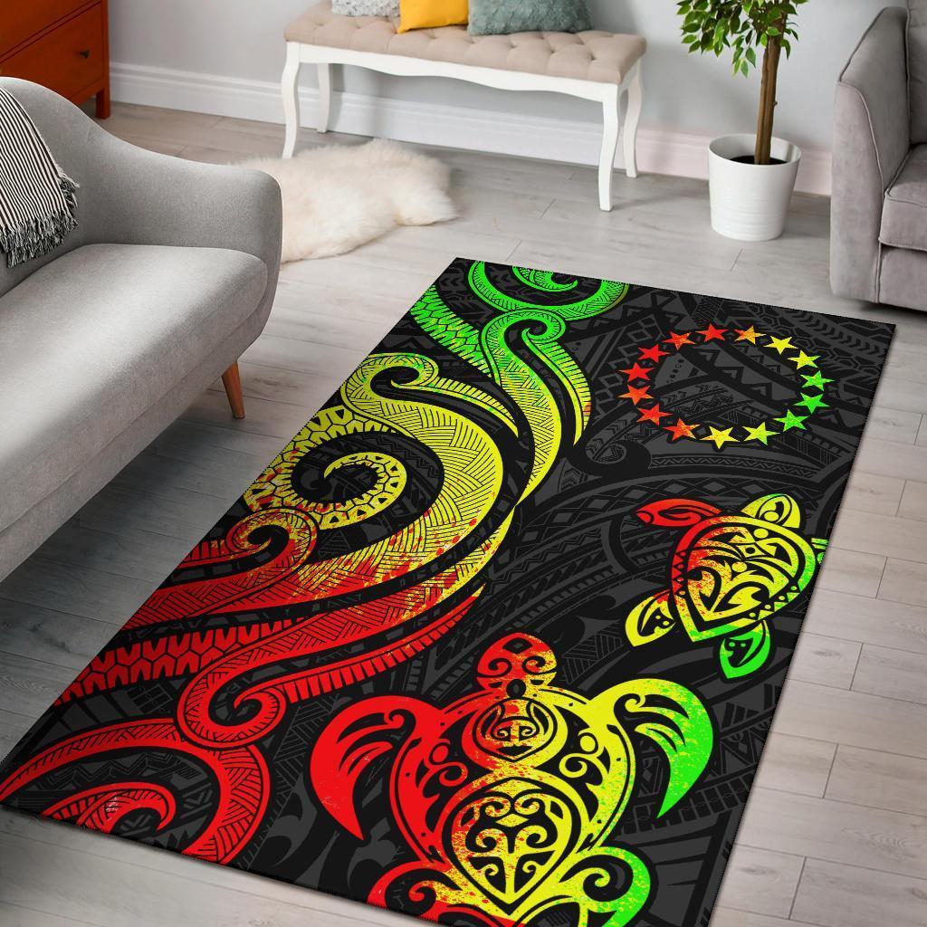 Cook Islands Area Rug - Reggae Tentacle Turtle - Vibe Hoodie Shop