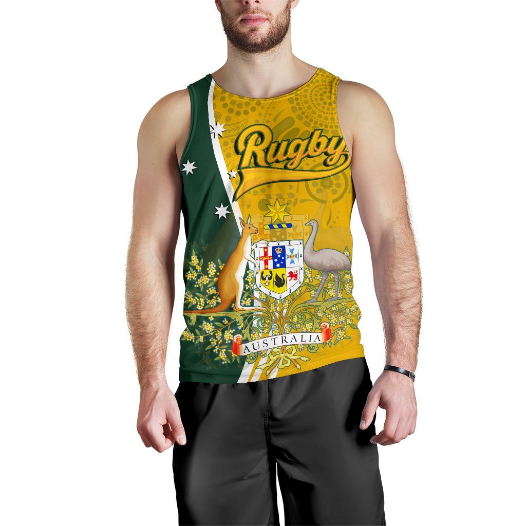 Men's Tank Top - Australia Coat Of Arm In Rugby Style - Vibe Hoodie Shop