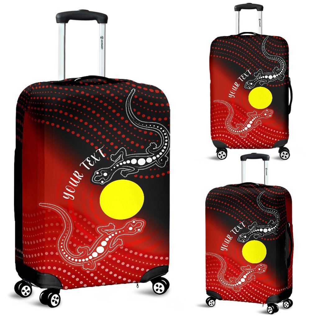 Custom Aboriginal Luggage Covers - Two Indigenous Lizard - Vibe Hoodie Shop