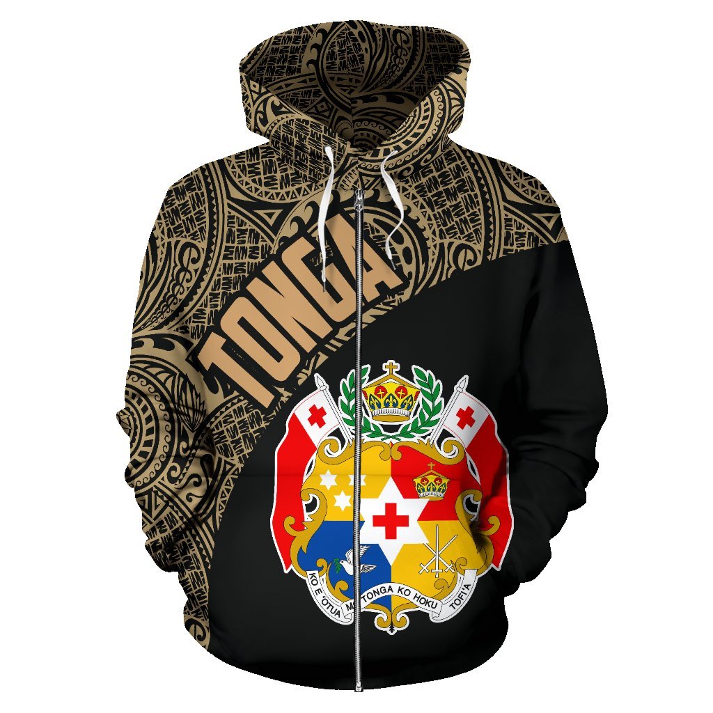 Zip Up Hoodie Tonga Polynesian Gold - Vibe Hoodie Shop