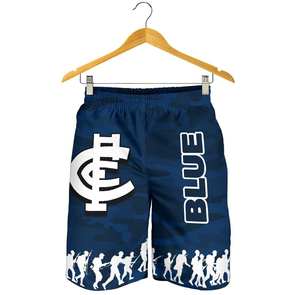 Carlton Blues All Over Print Men's Shorts ANZAC Day Army Patterns - Vibe Hoodie Shop