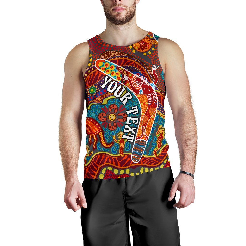 Aboriginal Personalised Men's Tank Top - Indigenous Boomerang - Vibe Hoodie Shop