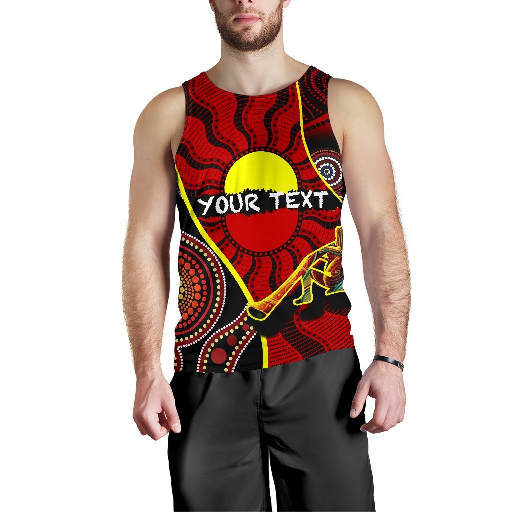 Custom Men's Tank Top - Australia Aboriginal Dots With Didgeridoo - Vibe Hoodie Shop