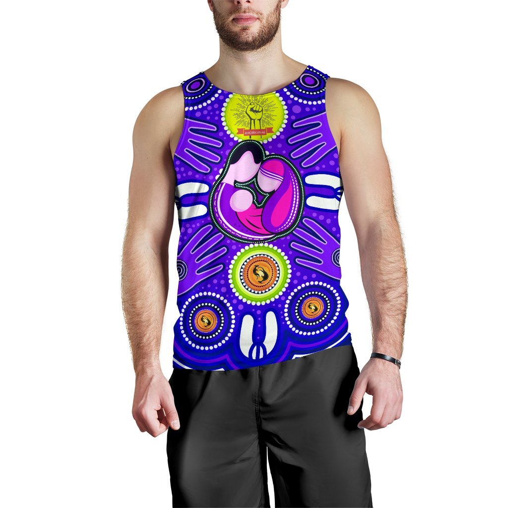 Men's Tank Top - Aboriginal Family With Dot Painting art - Vibe Hoodie Shop