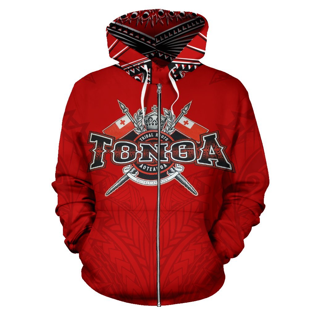 Tonga All Over Zip - Up Hoodie Red - Vibe Hoodie Shop