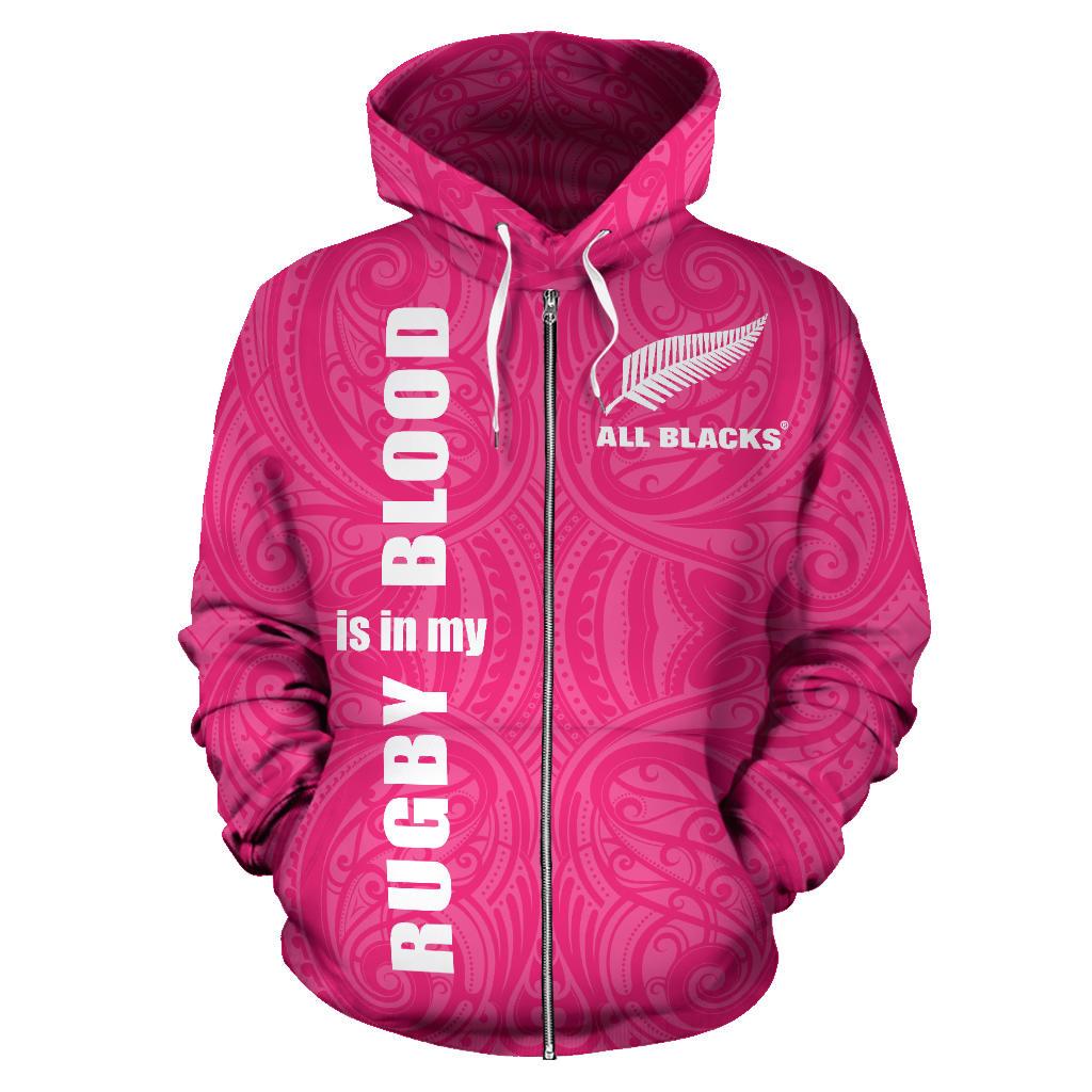 New Zealand Rugby Is In My Blood Zip Hoodie Pink - Vibe Hoodie Shop