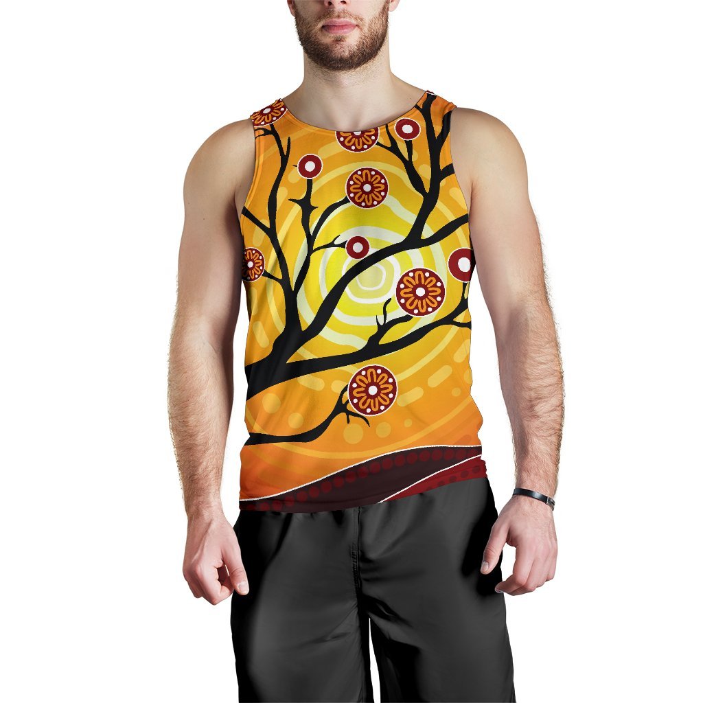 Aboriginal Men's Tank Top - Tree In Spring Season - Vibe Hoodie Shop