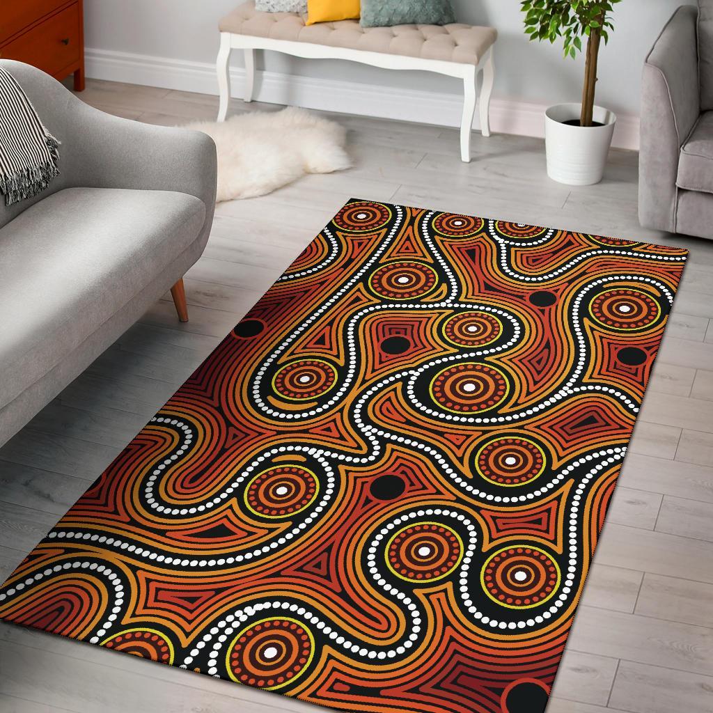 Aboriginal Area Rug - Indigenous Circle Dot Painting Ver01 - Vibe Hoodie Shop