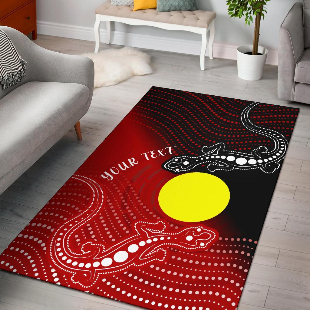 Custom Aboriginal Area Rug - Two Indigenous Lizard - Vibe Hoodie Shop