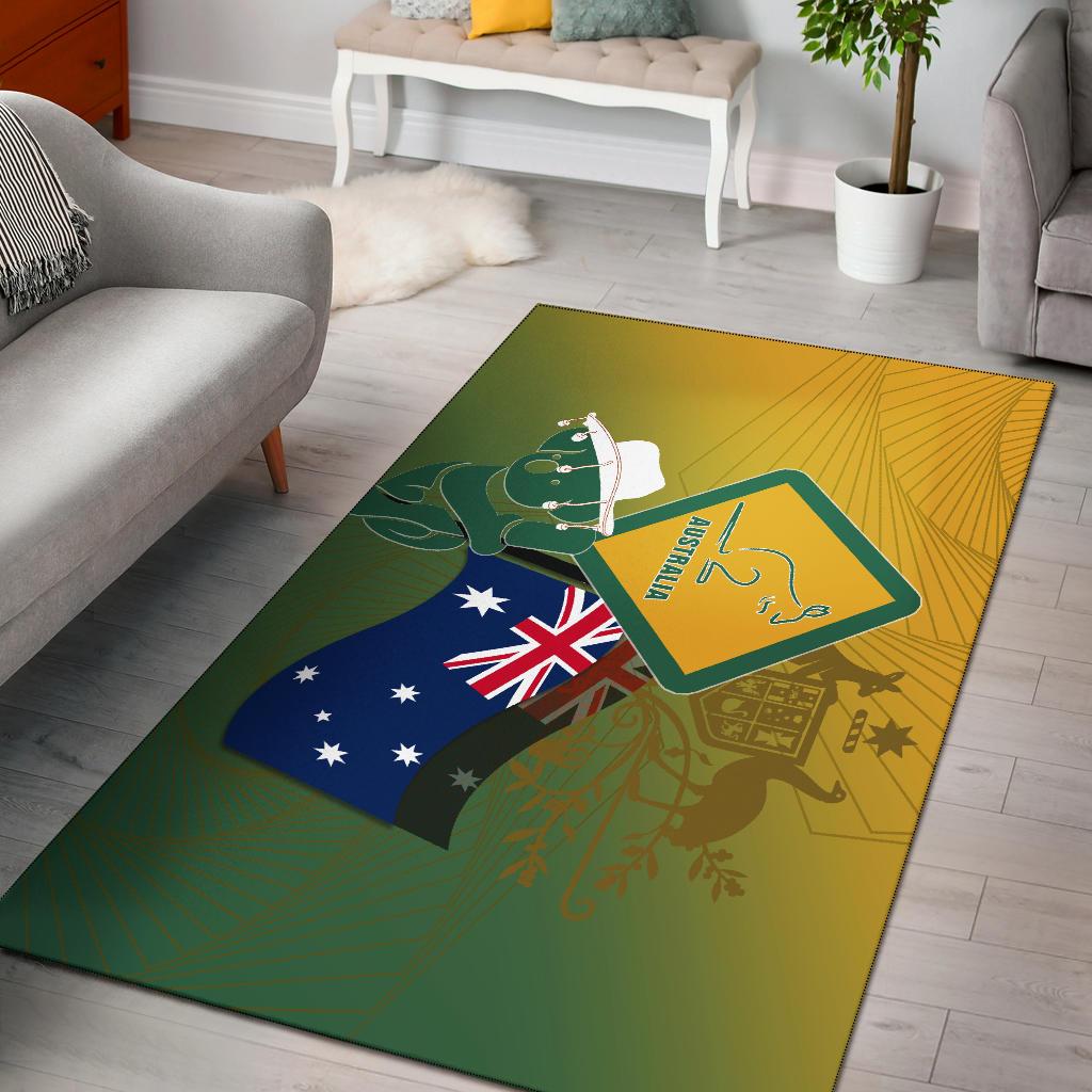 Area Rug - Aus Flag and Coat Of Arms Rug Kangaroo and Koala Sign - Vibe Hoodie Shop