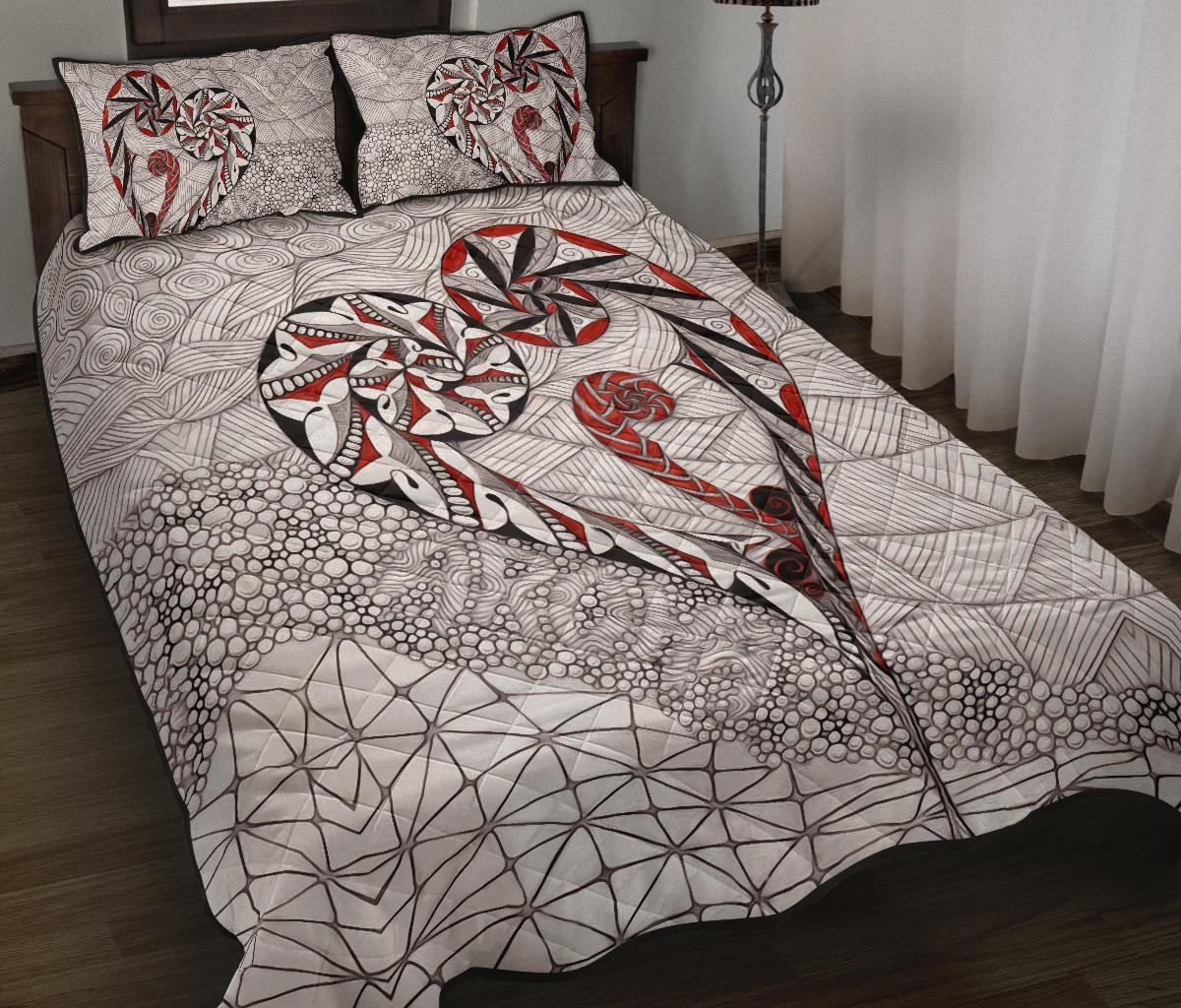 New Zealand Quilt Bed Set, Koru Aroha Maori Quilt And Pillow Cover - Vibe Hoodie Shop