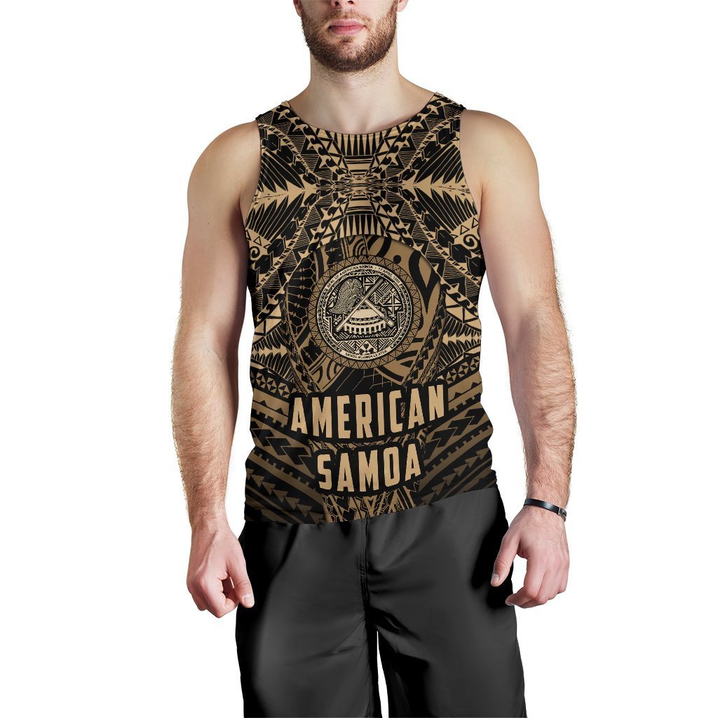 American Samoa Tank Top For Men Polynesian Golden Style - Vibe Hoodie Shop