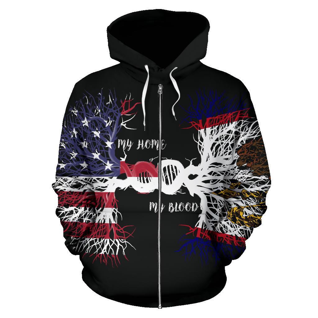 American Grown American Samoa Root Dna Zip Hoodie - Vibe Hoodie Shop