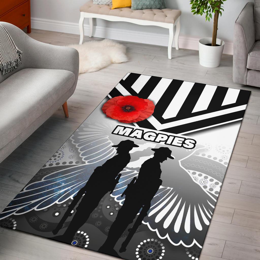 Magpies Area Rug Collingwood ANZAC Day Special Version - Vibe Hoodie Shop