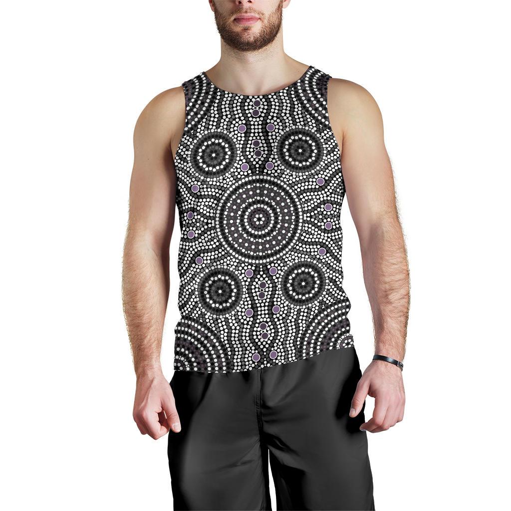 Men Tank Top - Aboriginal Dot Painting Mens Tank Ver04 - Vibe Hoodie Shop