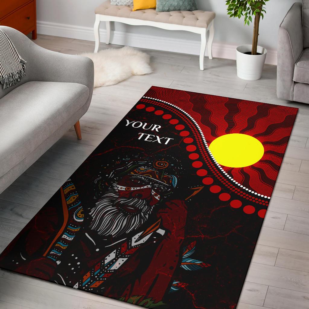 Custom Aboriginal Area Rug - Indigenous People And Sun - Vibe Hoodie Shop