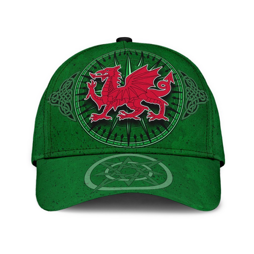 Wales Celtic Classic Cap - Celtic Compass With Welsh Dragon - Vibe Hoodie Shop