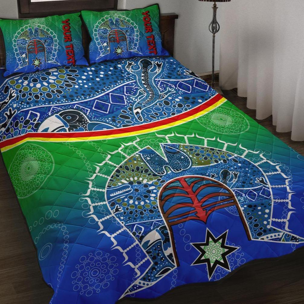 Personalised Quilt Bed Set - Torres Strait Symbol With Aboriginal Patterns - Vibe Hoodie Shop