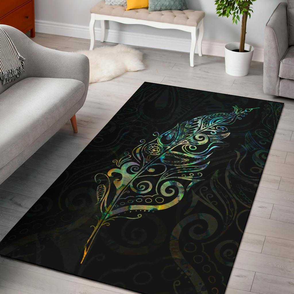 Light Silver Fern Area Rug, Paua Shell - Vibe Hoodie Shop