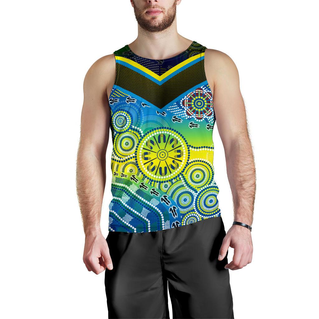 Aboriginal Tank Top - Dot Painting Indigenous Circle Patterns - Vibe Hoodie Shop