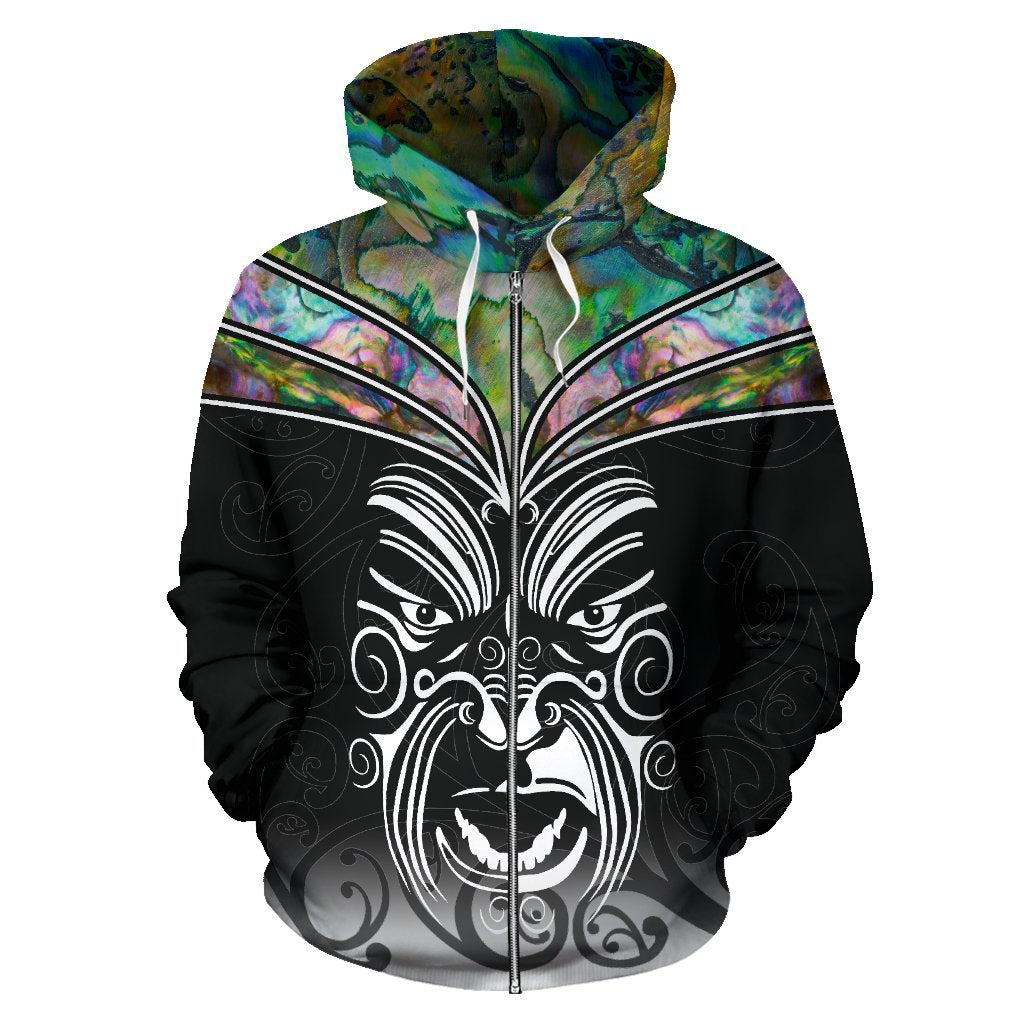 New Zealand Zip Up Hoodie, Maori Paua Shell Zipper Hoodie - Vibe Hoodie Shop