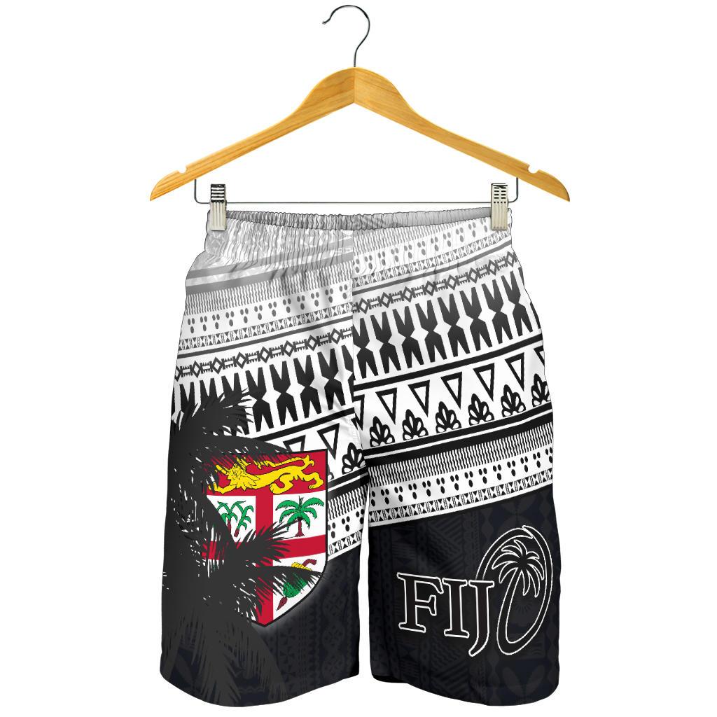 Fiji Rugby Makare And Tapa Patterns All Over Print Men's Shorts White - Vibe Hoodie Shop