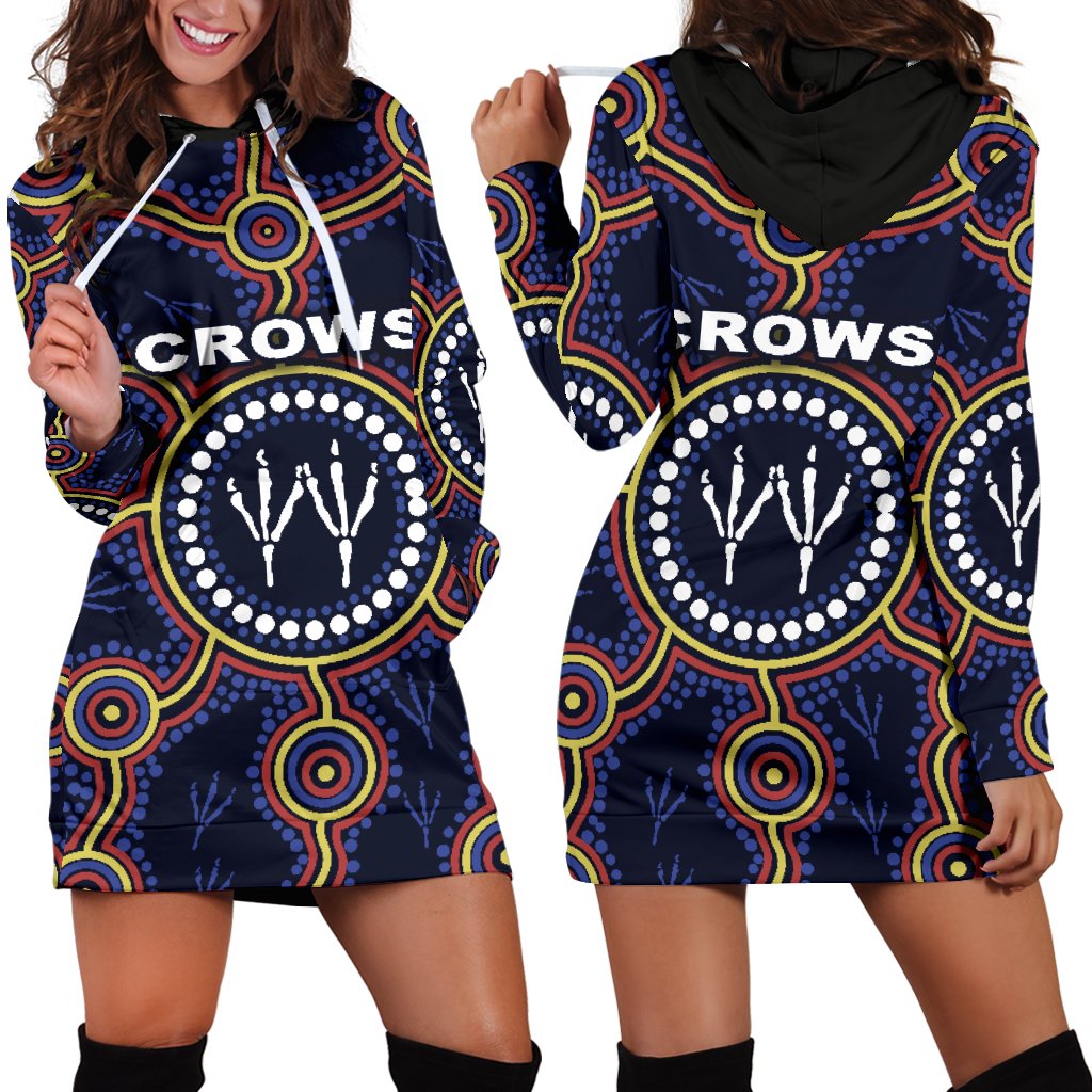 Adelaide Women Hoodie Dress Indigenous Crows Footprint - Vibe Hoodie Shop