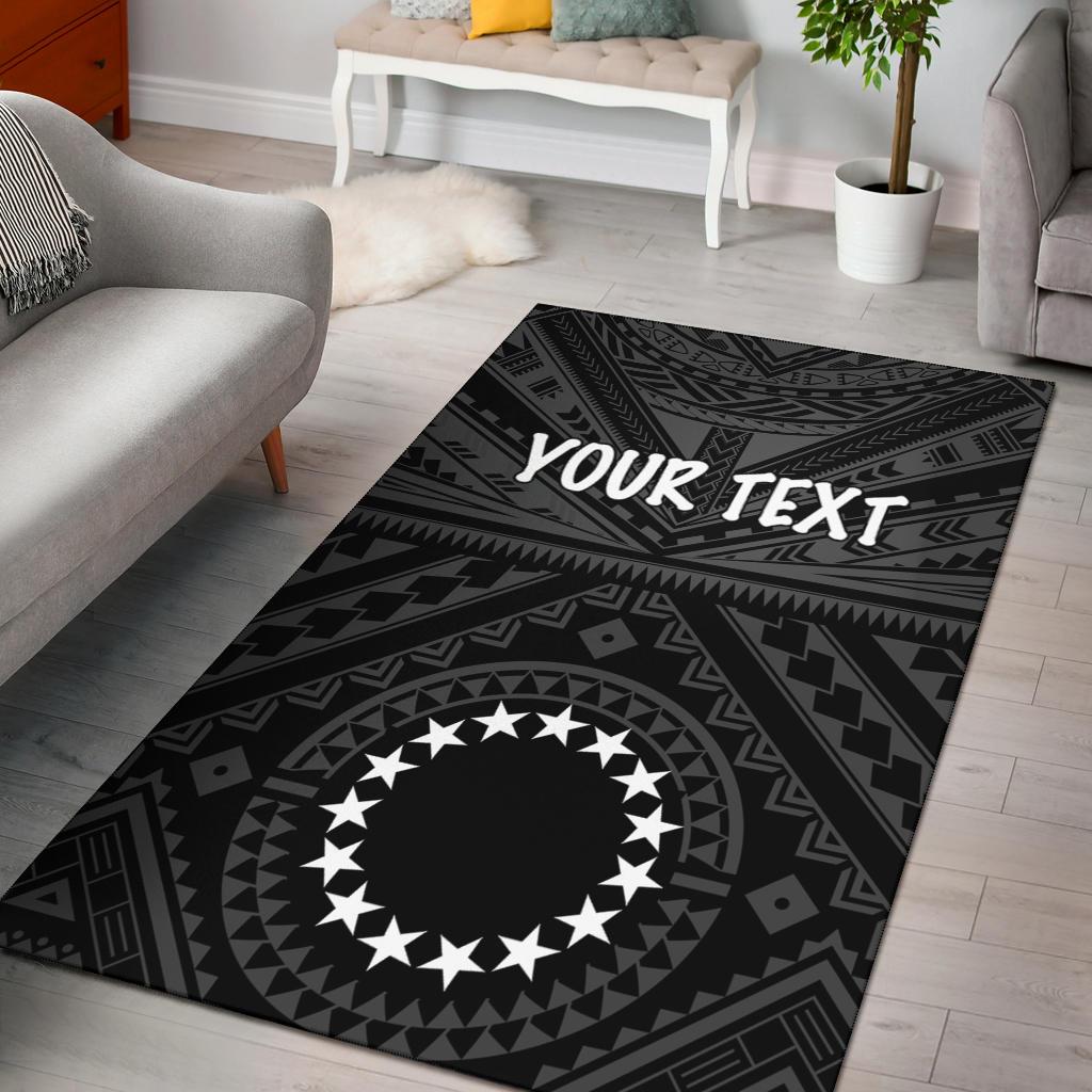 Cook Islands Personalised Area Rug - Seal With Polynesian Tattoo Style (Black) - Vibe Hoodie Shop