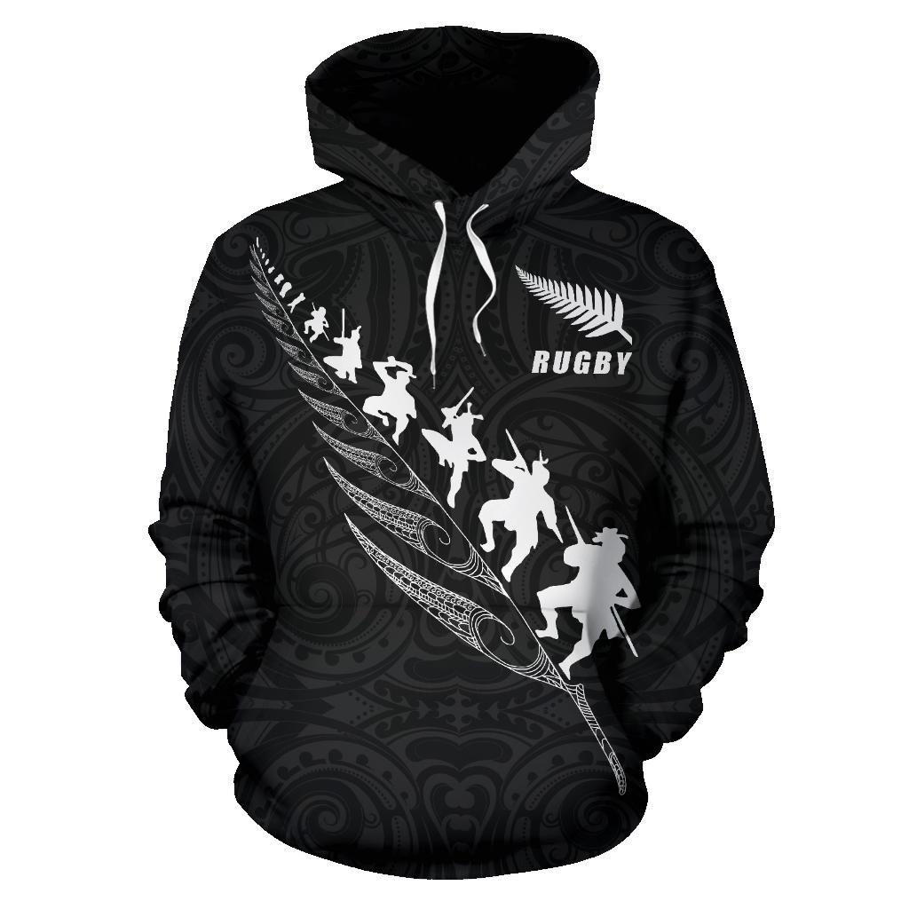 New Zealand Rugby Hoodie, Maori Haka Fern Pullover Hoodie - Vibe Hoodie Shop